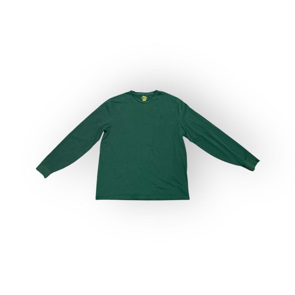 Ralph Lauren Polo Mens Long Sleeve Pony Logo Crew Neck Shirt Green/Navy Sz L - Picture 3 of 8